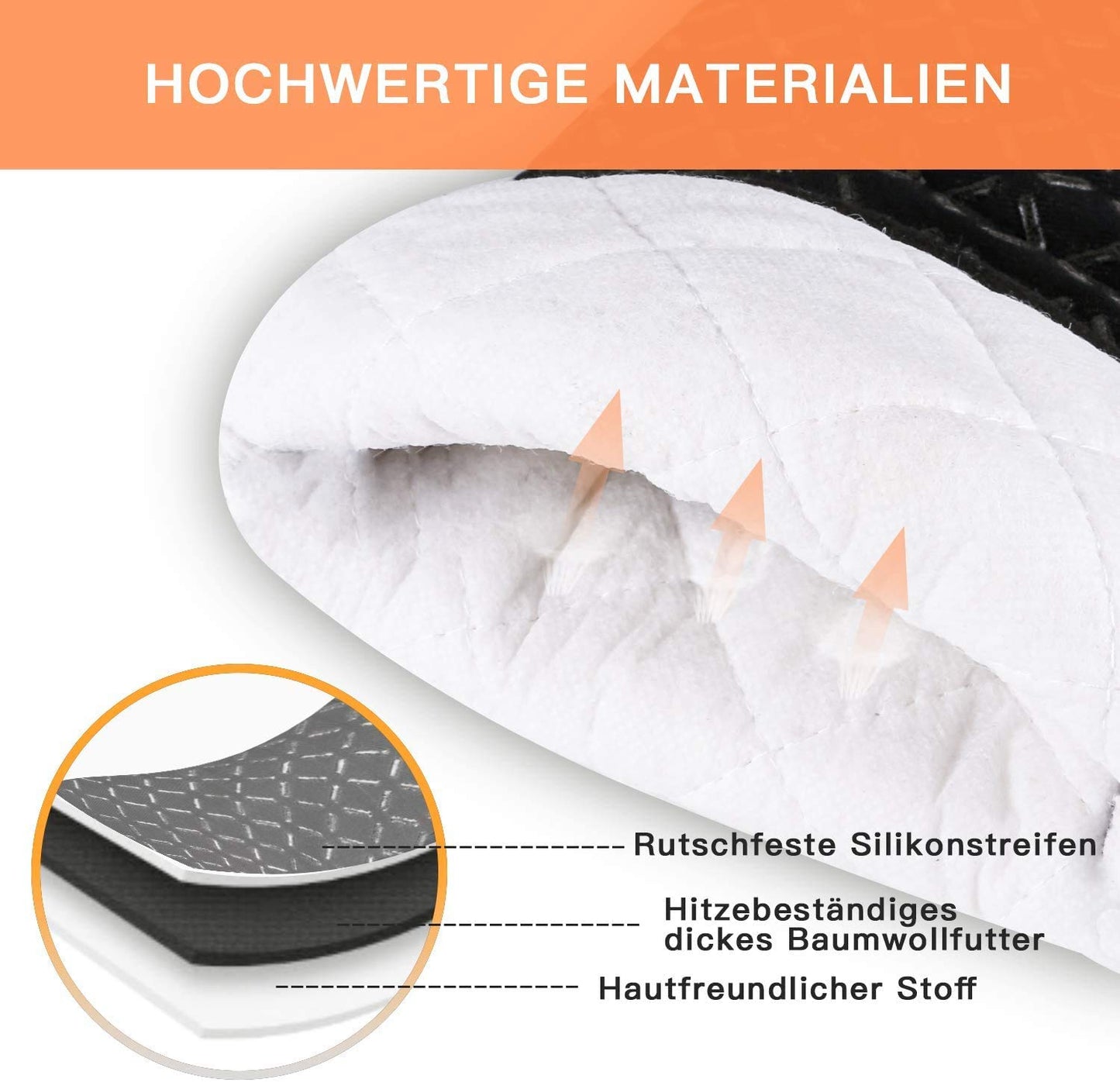 MILcea Ofenhandschuhe 4er Set – Backhandschuhe & Topfhandschuhe, Schwarz